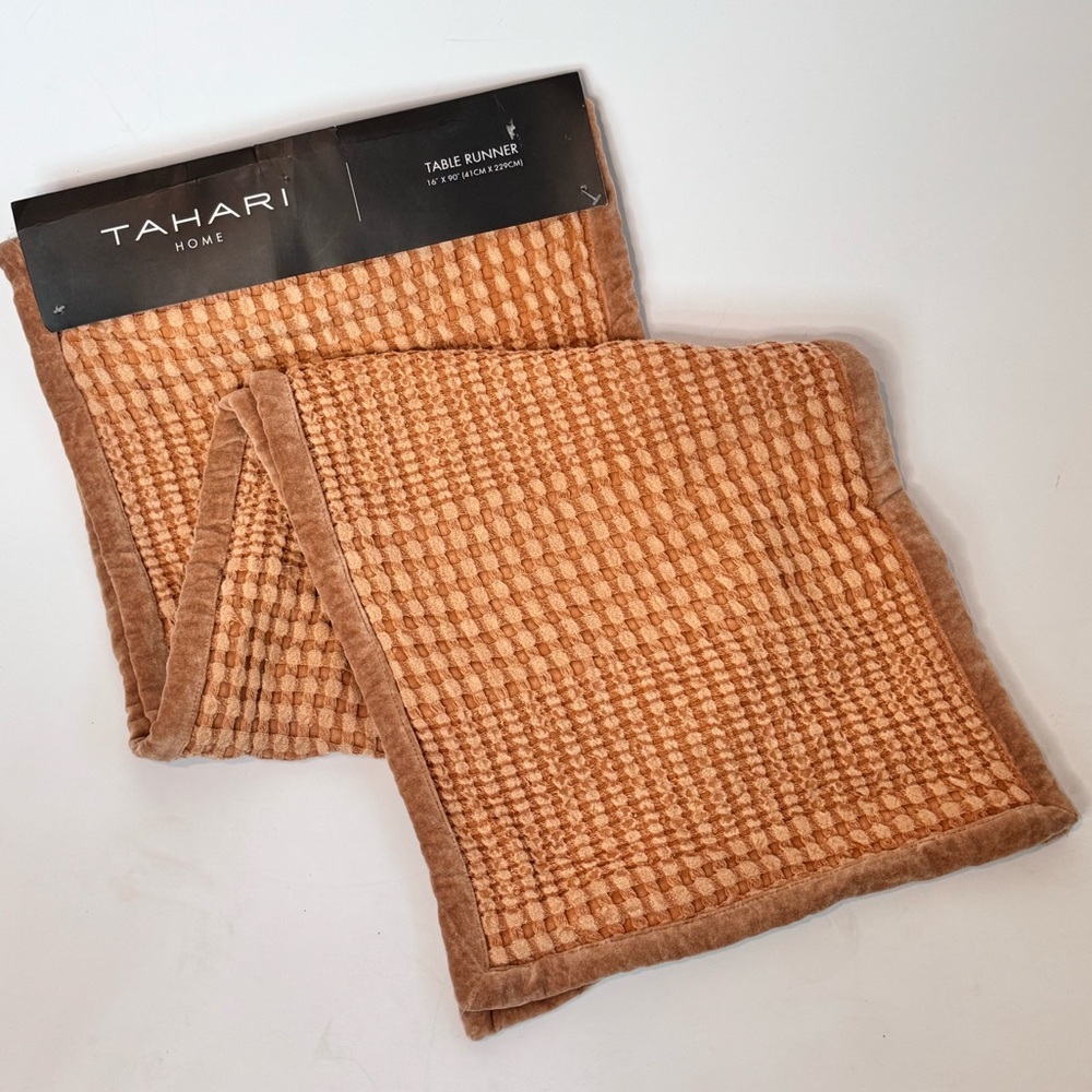 Tahari Home Rust Orange Textured Table Runner 16”x90”